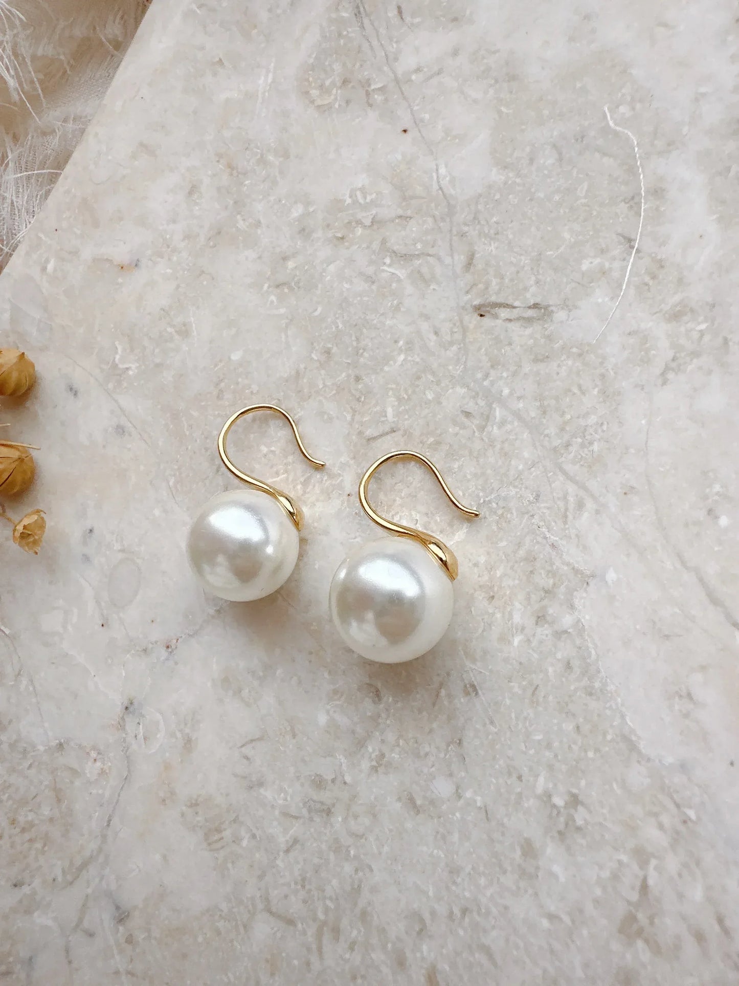 12mm pearl 14k gold plated earrings - &-your-soul