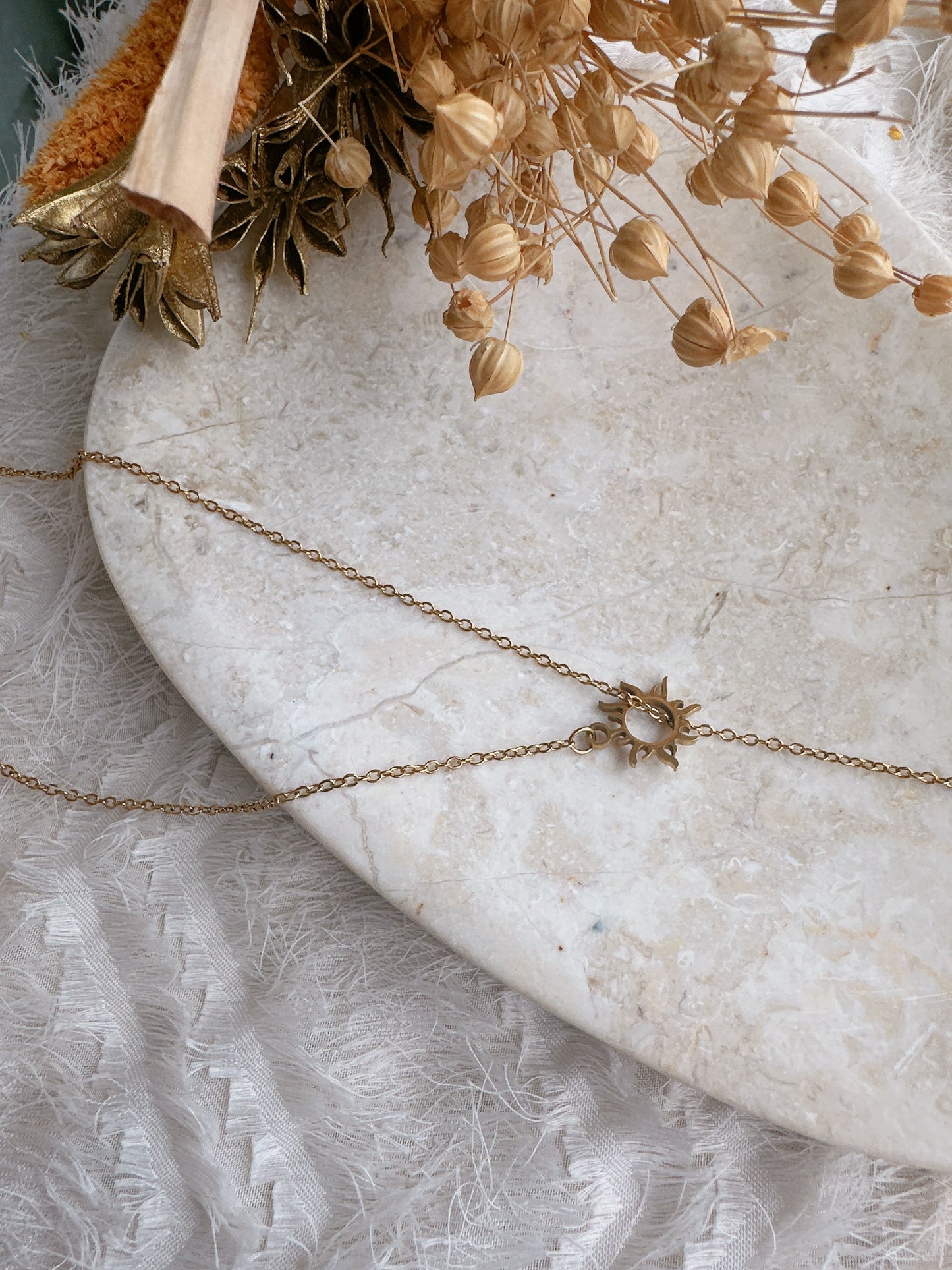 Sun moon stainless steel necklace