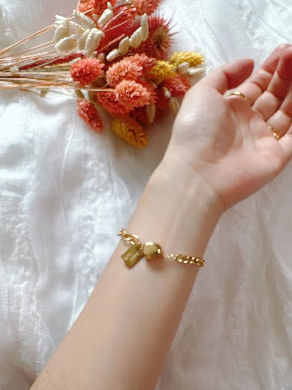 Soul Mate P & 18K gold plated stainless steel bracelet