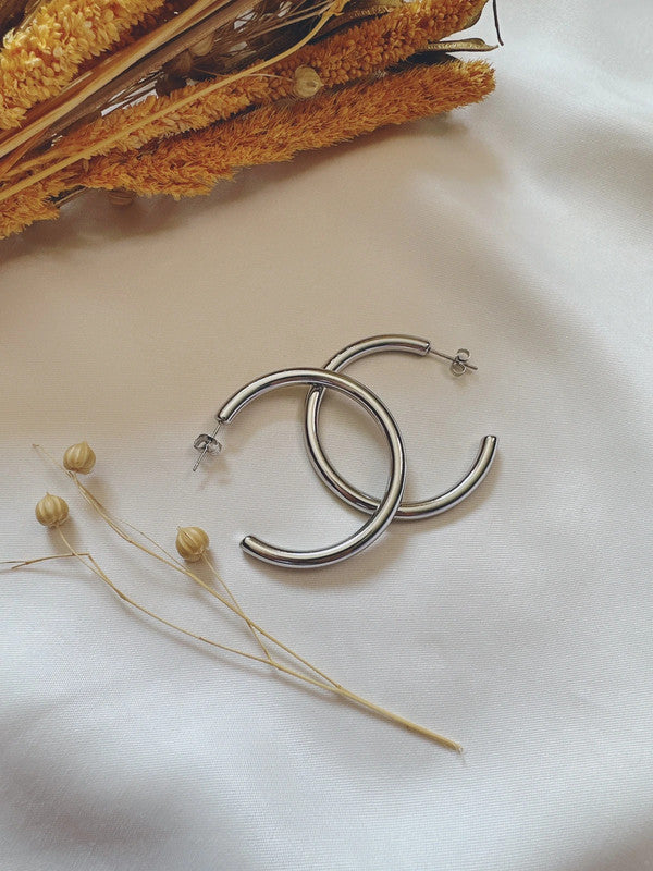 Soul Mate & 40mm stainless steel earrings