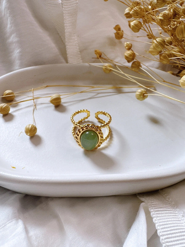 Soul Mate & Adjustable green stone ring