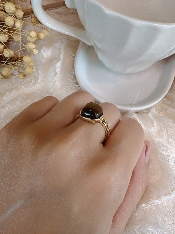 Soul Mate & Adjustable Amber stone ring