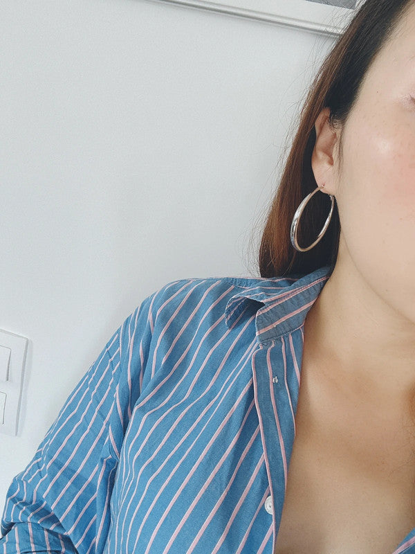 Soul Mate & 925 Silver post big hoop earrings 50mm