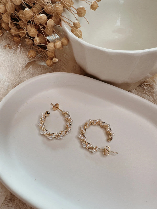 Soul Mate & Pearl 925 silver post hoop