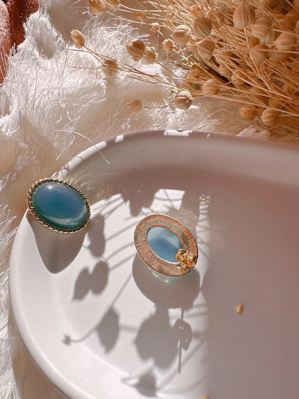 Soul Mate & 925 silver post blue earrings