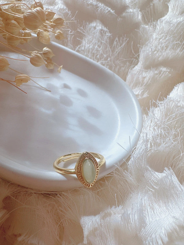 Soul Mate & 925 Silver Green stone ring adjustable