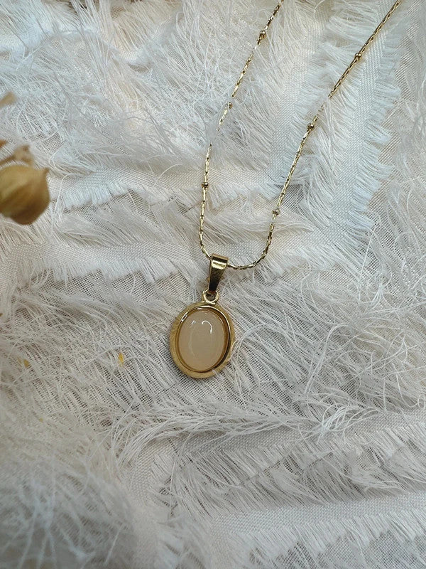 Soul Mate & Nude stone stainless steel necklace