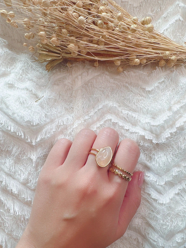 Soul Mate & Pink stone stainless steel adjustable ring