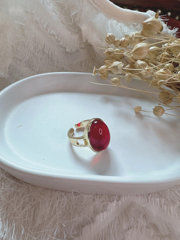 Soul Mate & Adjustable red stone ring