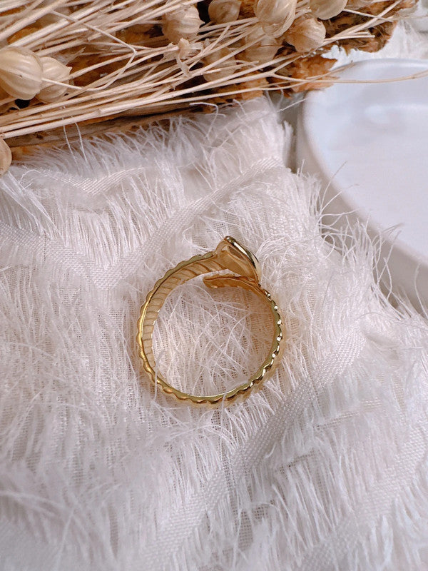 Soul Mate & Green stone stainless steel adjustable ring