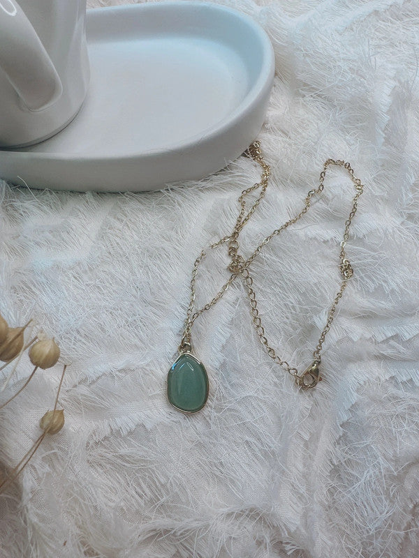 Soul Mate & Green stone stainless steel necklace