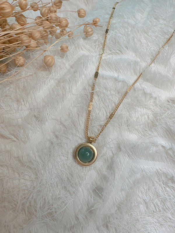 Soul Mate & Stainless steel green stone necklace