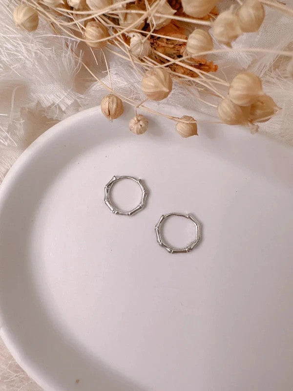 Soul Mate mini hoop & 13mm stainless steel bamboo earrings