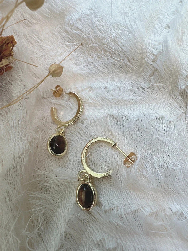 Soul Mate & Soul Mate & 925 silver post brown stone earrings