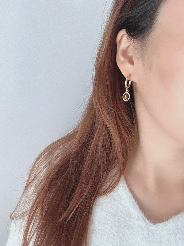 Soul Mate & Soul Mate & 925 silver post brown stone earrings
