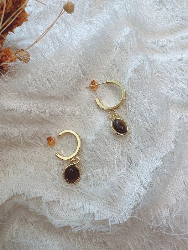 Soul Mate & Soul Mate & 925 silver post brown stone earrings