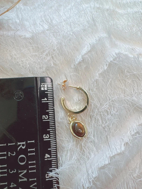 Soul Mate & Soul Mate & 925 silver post brown stone earrings