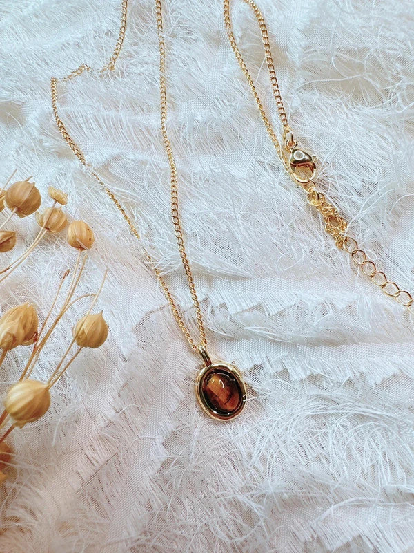 Soul Mate & Natural stone stainless steel necklace