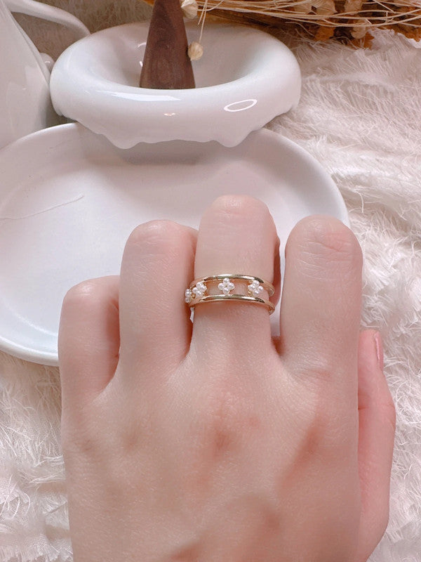 Soul Mate & Little pearl adjustable ring