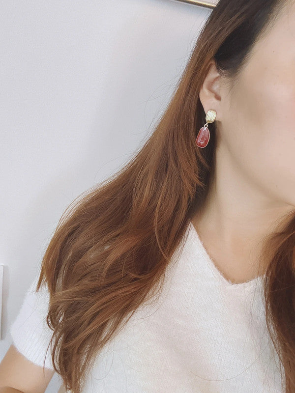 Soul Mate & 925 Silver post Burgundy earrings
