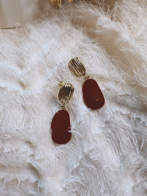 Soul Mate & 925 Silver post Burgundy earrings