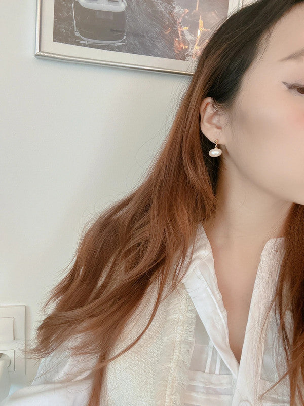 Soul Mate & 925 Silver post natural pearl earrings