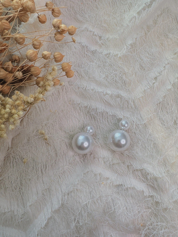 Soul Mate & 925 Silver needles double pearl earrings