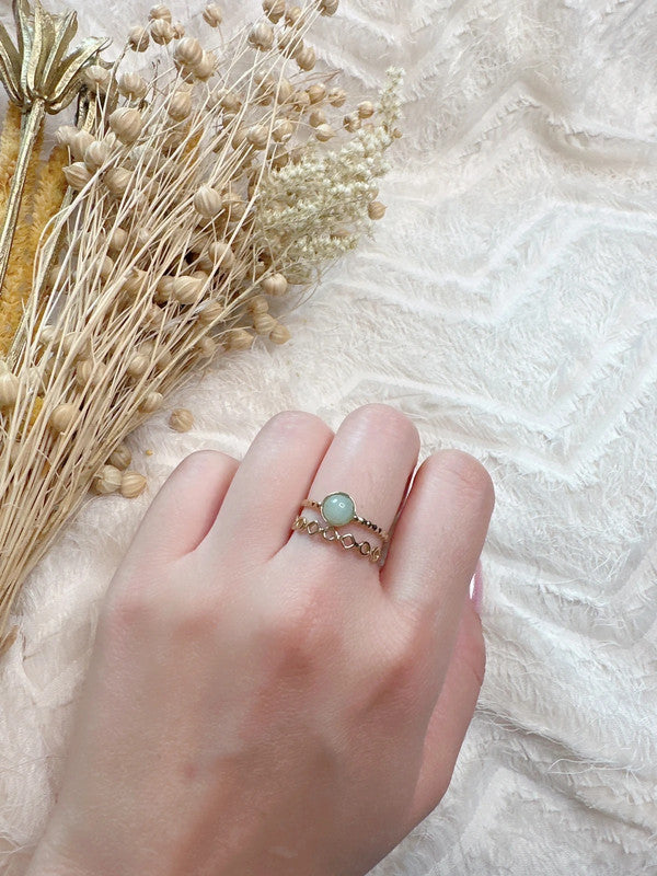 Soul Mate & Double layer Green stainless Steel adjustable ring