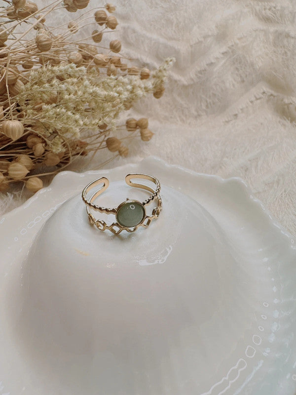 Soul Mate & Double layer Green stainless Steel adjustable ring