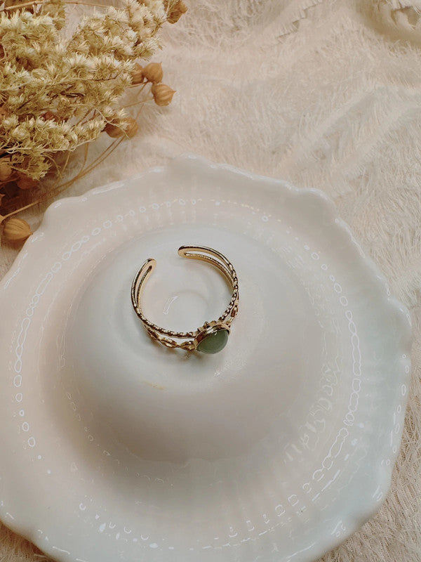 Soul Mate & Double layer Green stainless Steel adjustable ring