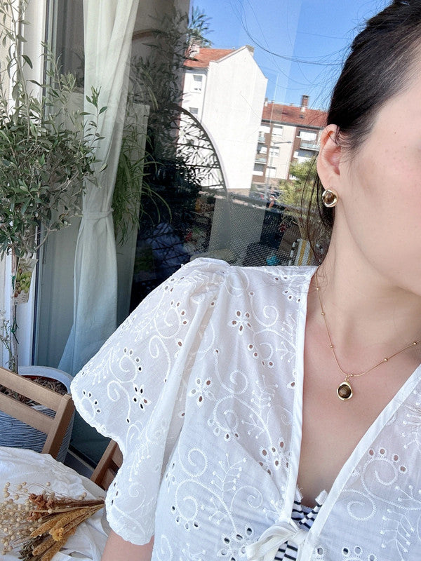 Soul Mate & Natural brown stone stainless steel necklace