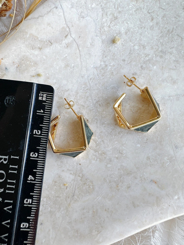 Soul Mate & 925 Silver post irrégulier green earrings
