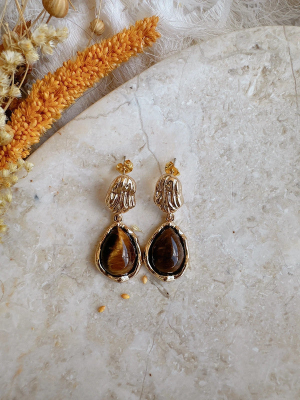 Soul Mate & 925 silver post brown earrings