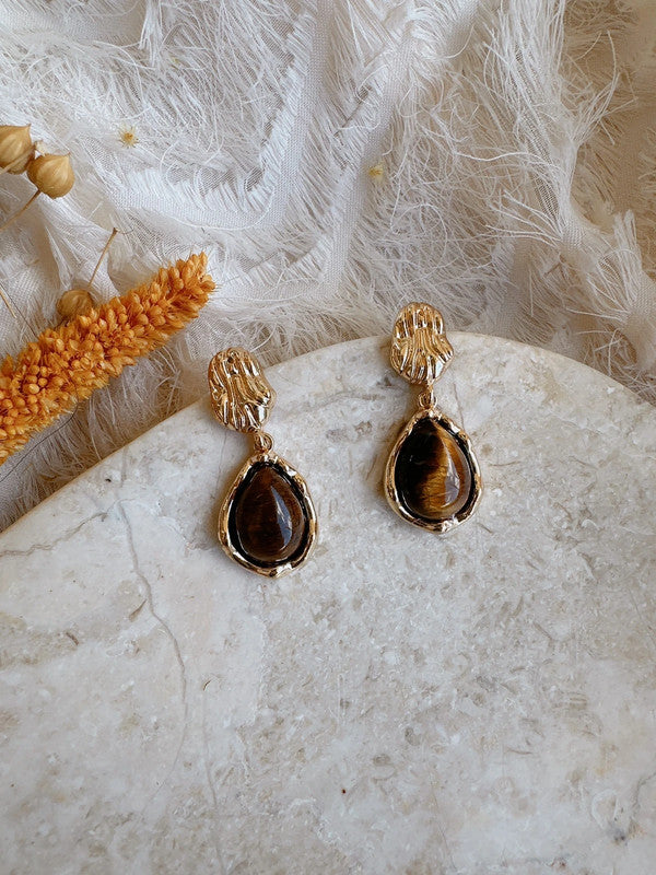 Soul Mate & 925 silver post brown earrings