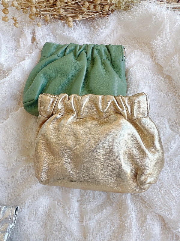 Soul Mate & Small coin purse with lamb leather (silver) (gold)