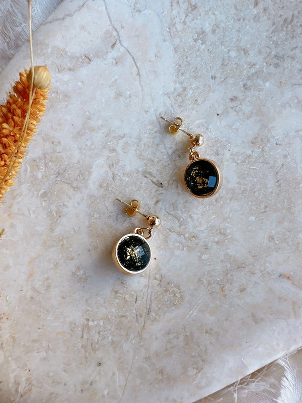 Soul Mate & 925 Silver post black and gold color earrings