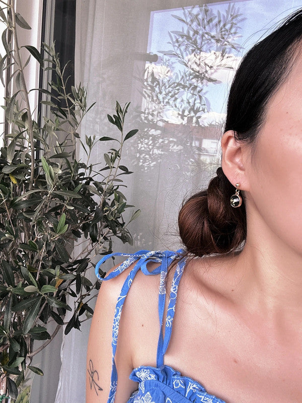 Soul Mate & 925 Silver post black and gold color earrings