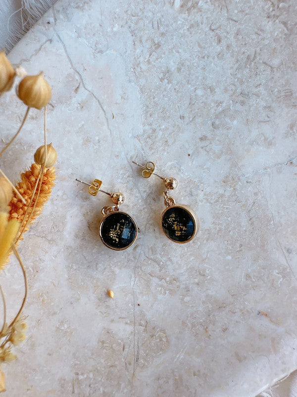 Soul Mate & 925 Silver post black and gold color earrings