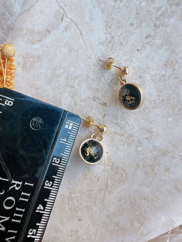 Soul Mate & 925 Silver post black and gold color earrings