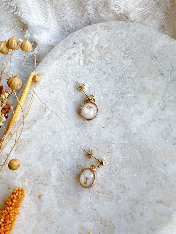 Soul Mate & 925 Silver post white and gold color earrings