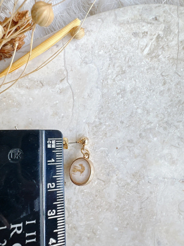 Soul Mate & 925 Silver post white and gold color earrings