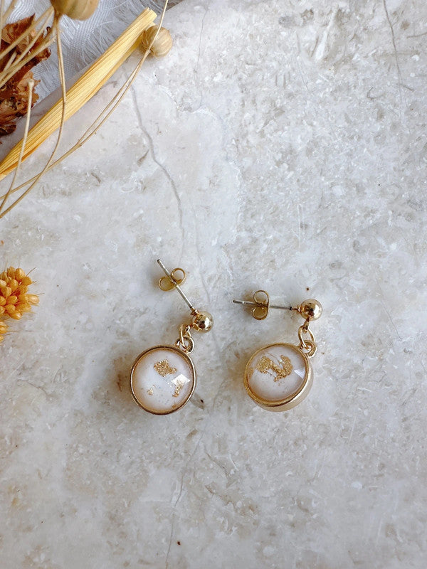Soul Mate & 925 Silver post white and gold color earrings