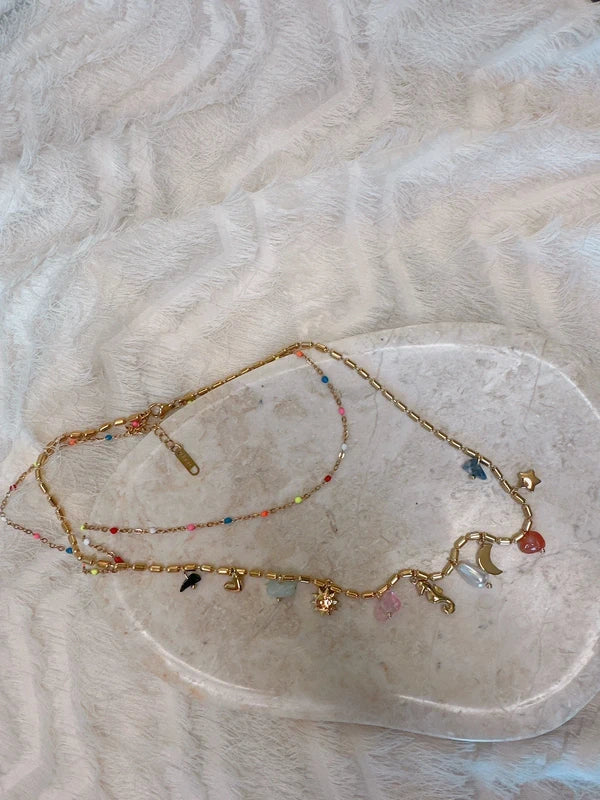 Soul Mate BB & Stainless steel double layer bohemian necklace