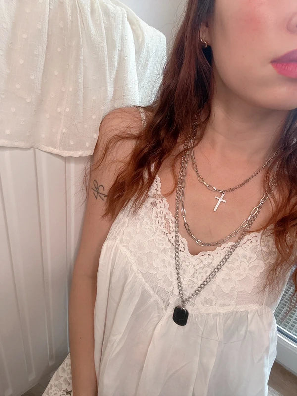 Set of stainless steel three necklaces