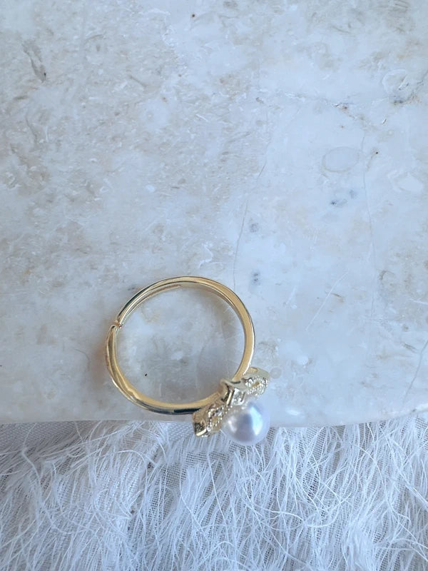 Soul Mate & Water fresh Pearl rococo style adjustable ring