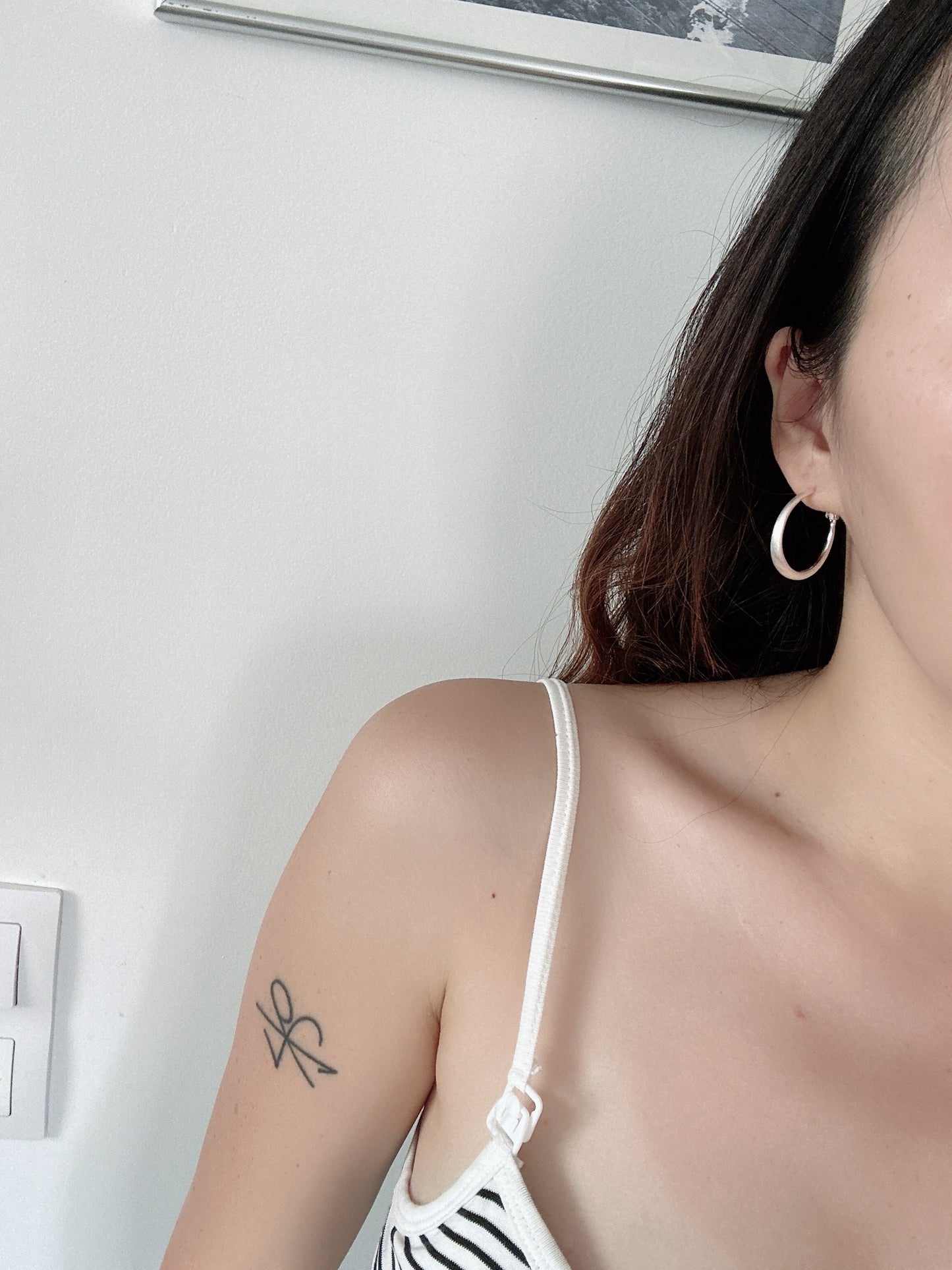 925 Silver post matte hoop earrings