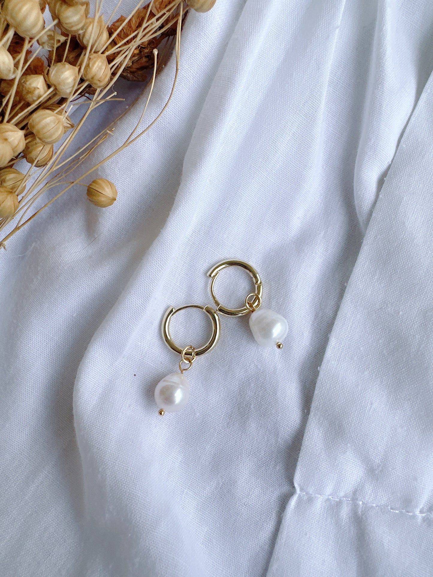 Natural water pearl 925 silver earrings