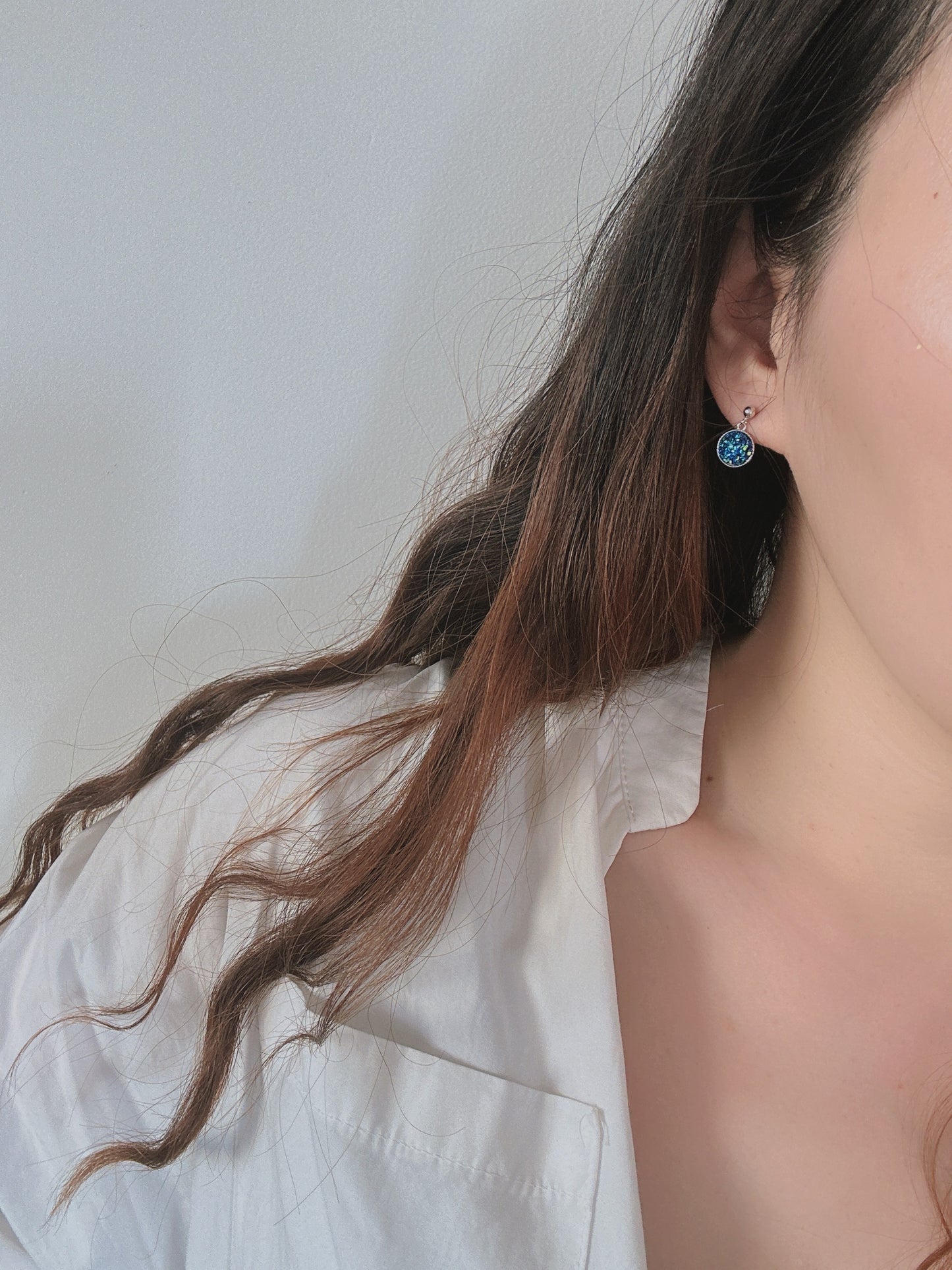 925 silver post blue earrings