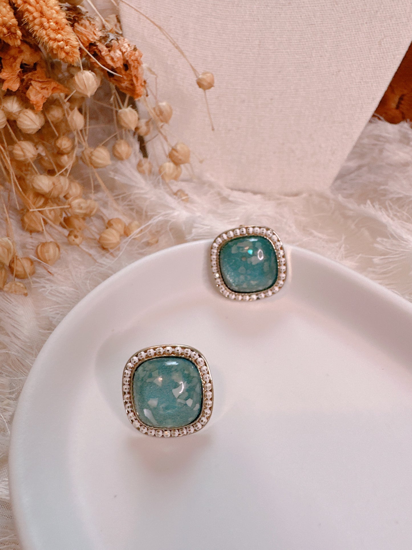 Soul Mate & 925 silver post light blue earrings
