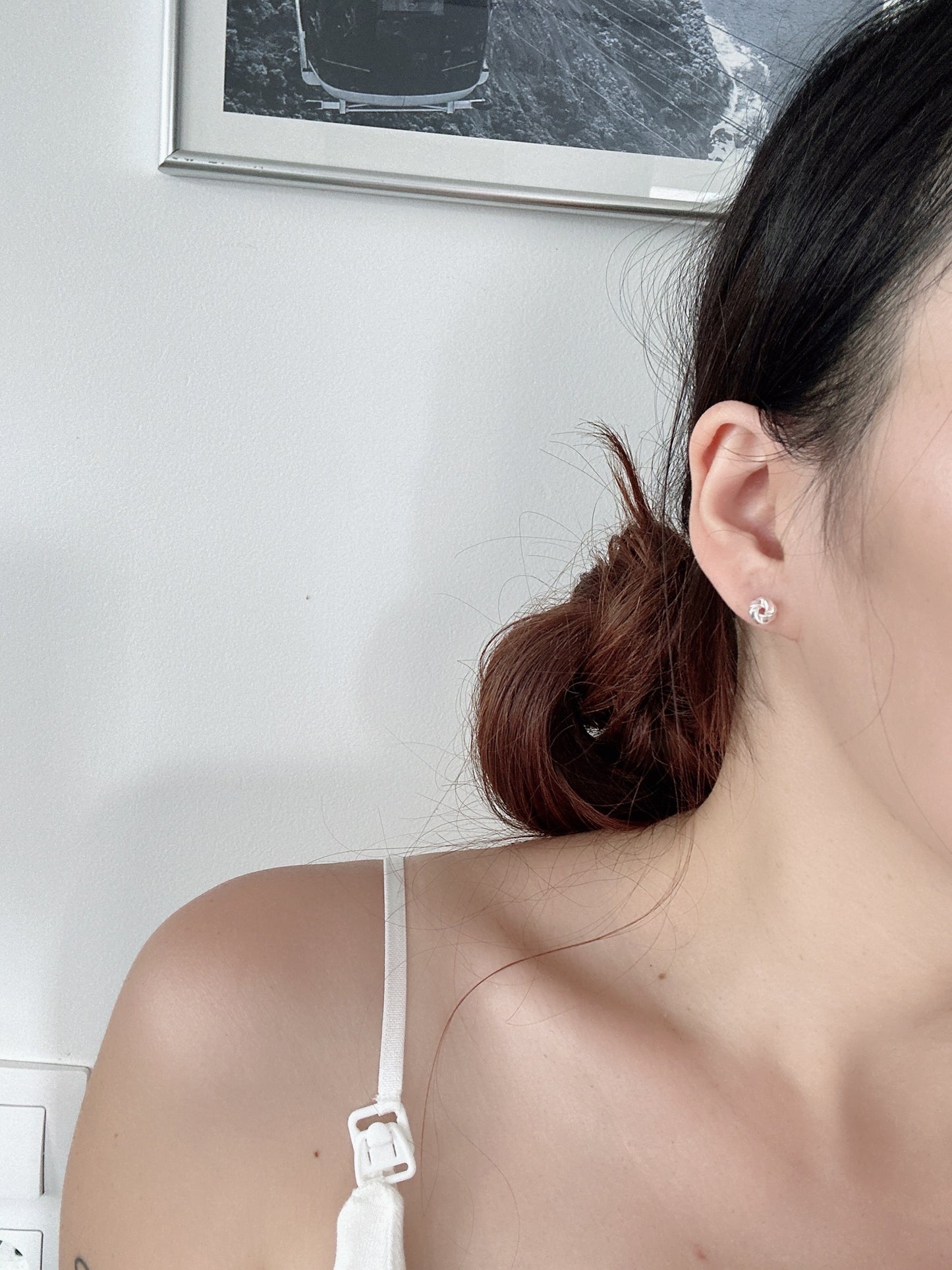 Soul mate & 6 mm 925 sterling silver mini earrings